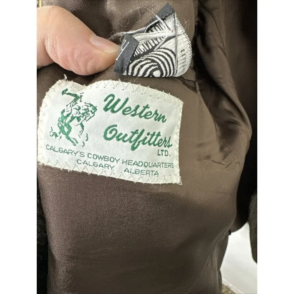 Western Outfitters Men 44 Blazer Tweed Wool‎ Sports Coat Brown Herringbone